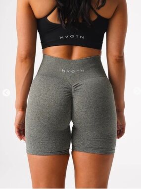NVGTN Khaki Green Scrunch Seamless Shorts S